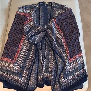 Multi colored lightweight poncho/cape type wrap